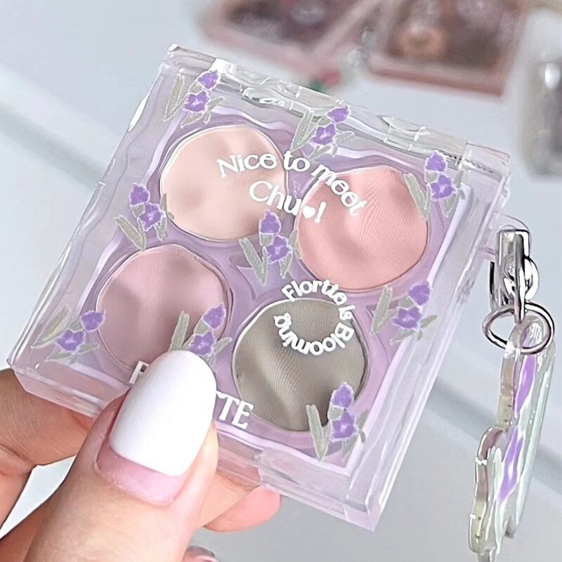 FLORTTE Four - color Water Ripple Eyeshadow Palette with Pendant - A Long - lasting, Waterproof and Shimmer - Matte Eye Makeup Cosmetic