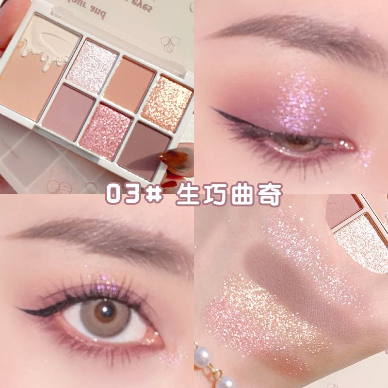 Xixi Glittery 7 - Color Eyeshadow Palette with Matte and Shimmer Finishes for Long - Lasting, Waterproof, and Eye - Brightening Makeup Cosmetics