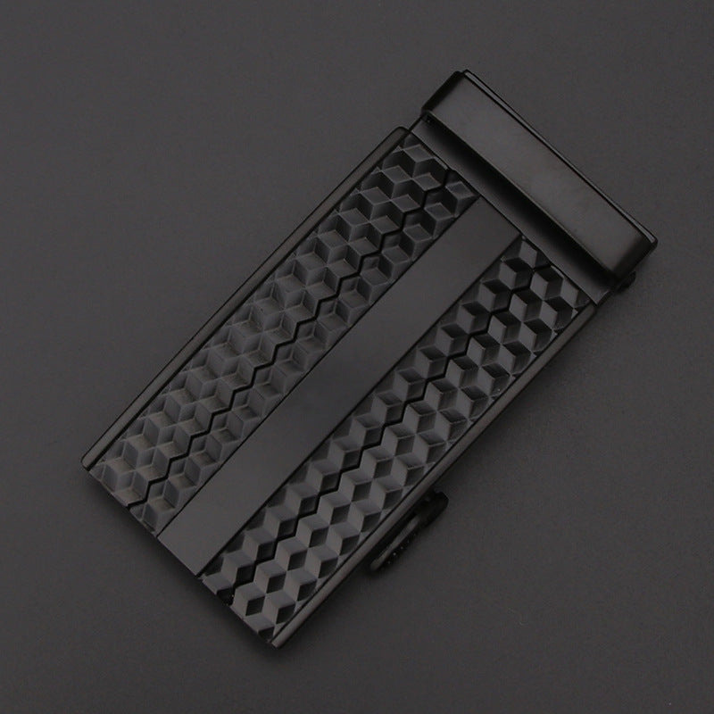 Men's Automatic Square Buckle Belt with Thick Genuine Leather