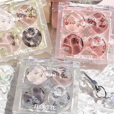 FLORTTE Four - color Water Ripple Eyeshadow Palette with Pendant - A Long - lasting, Waterproof and Shimmer - Matte Eye Makeup Cosmetic