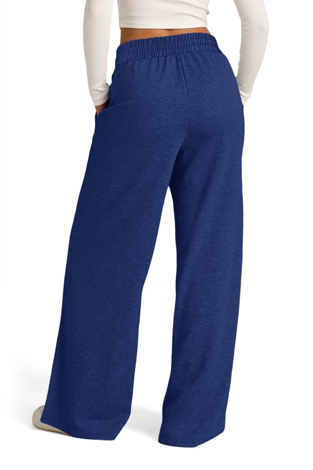 Fashionable Drawstring Elastic Waist Wide Leg Polyester Pants for Comfortable Wear