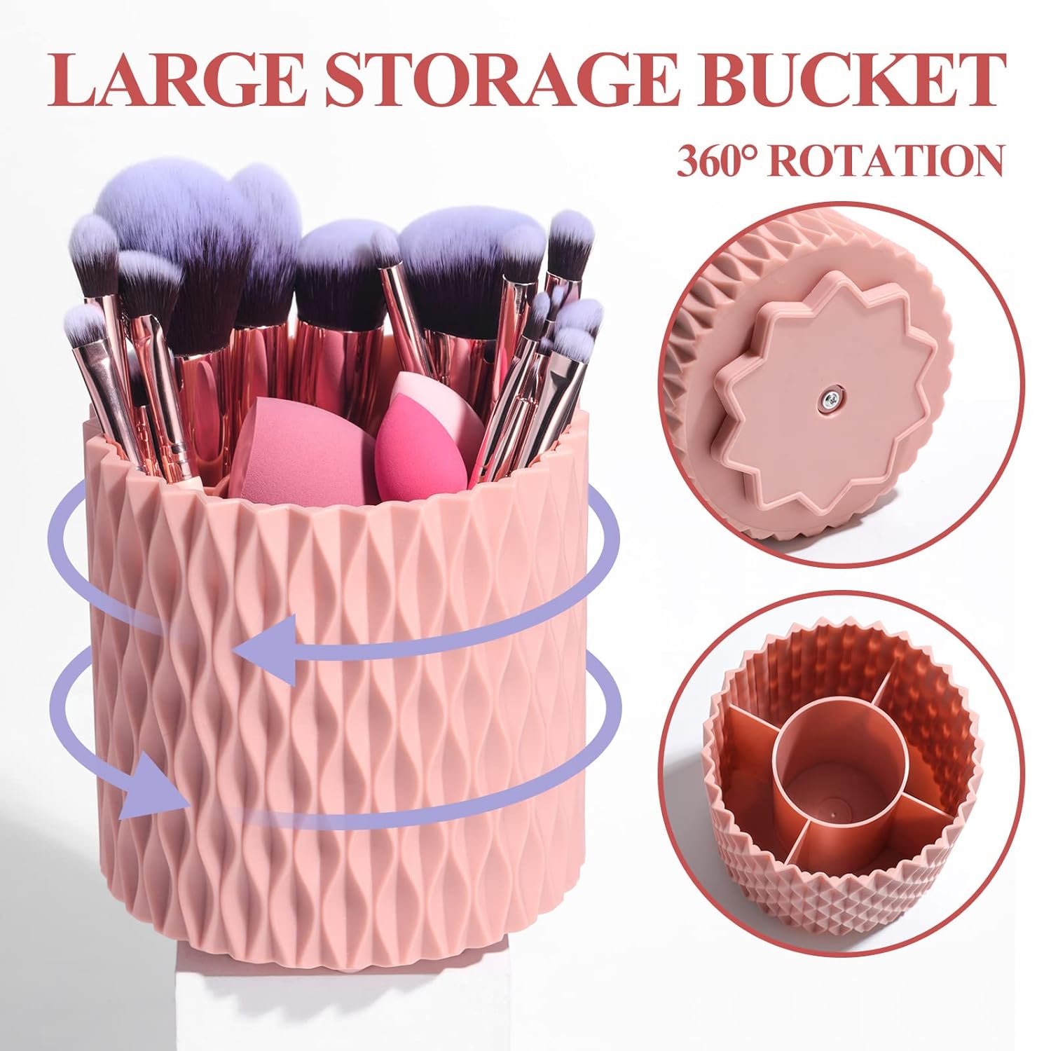 Premium Synthetic Makeup Brushes Set with Rotating Holder and Makeup Sponges