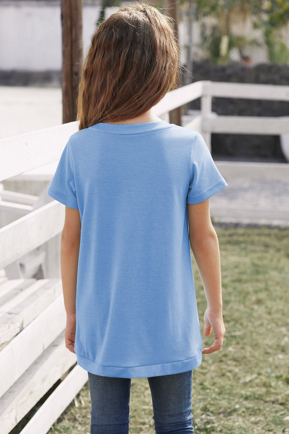 Stylish Girls' Summer Buttoned T-Shirt with Tulip Hem