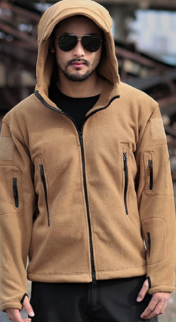 Men's Outdoor Cold-Resistant Fleece Lined Sweater Style Shell Jacket for Winter Warmth