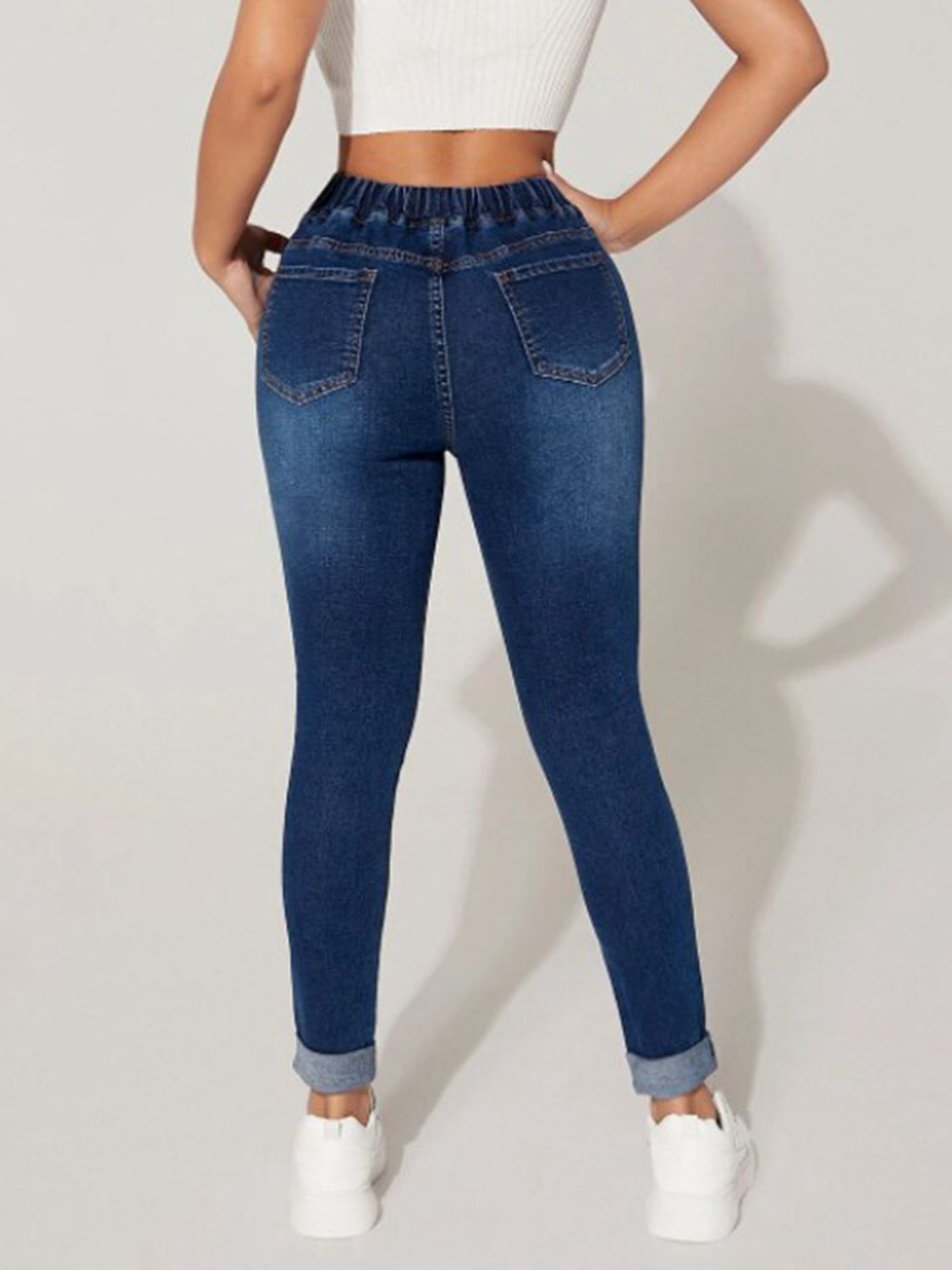 Fashionable Drawstring Cropped Women's Jeans