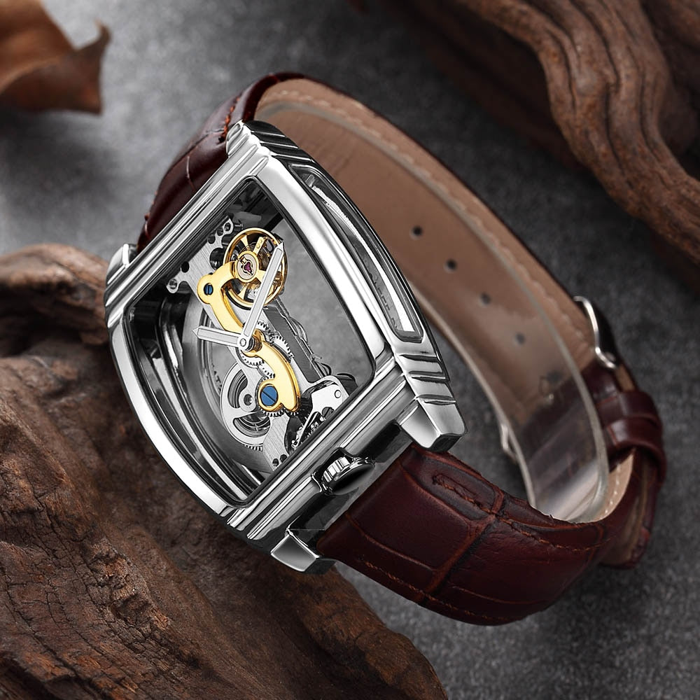 Gorben Luxury Men's Transparent Automatic Self - Winding Mechanical Wristwatch