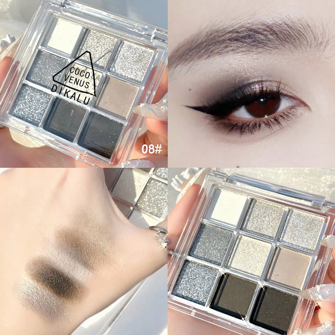 DIKALU Premium Nine - Color Eyeshadow Palette with Rose Pink Hues, Featuring Pearly, Matte, and Glittery Eye Shadows for Stunning Eye Pigments