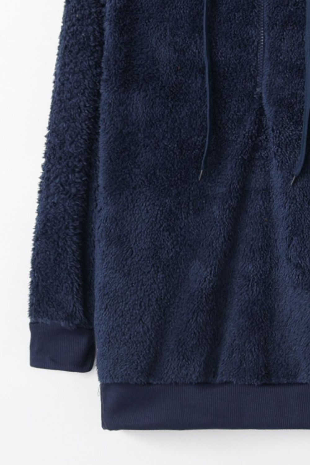 Full-Size Teddy Quarter-Zip Hoodie with Drawstring and Pocket
