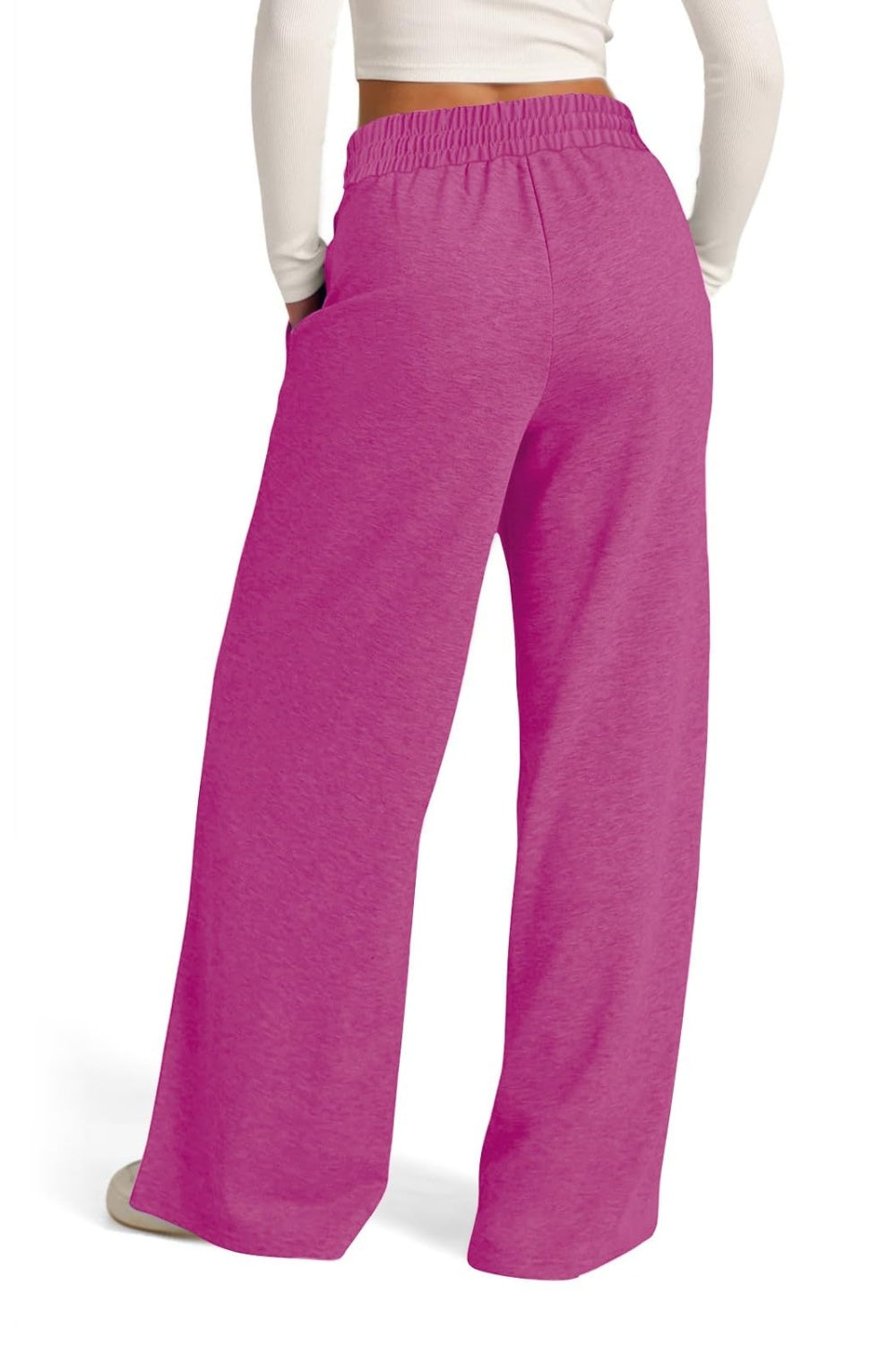 Fashionable Drawstring Elastic Waist Wide Leg Polyester Pants for Comfortable Wear
