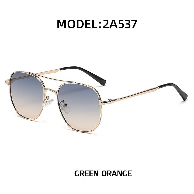 Trendy Retro Men's Double - Beam All - Metal Rim UV - Protecting Sunglasses