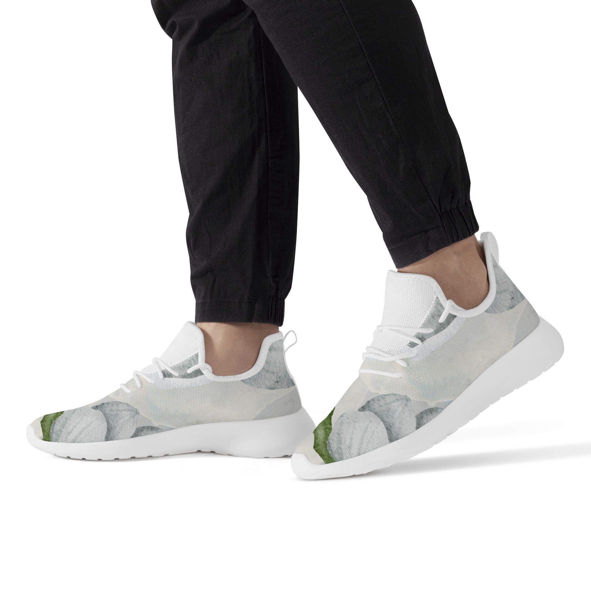 Men's Fashionable New Gray Soft Floral Mesh Knit Athletic Sneakers Designed by Dunbi