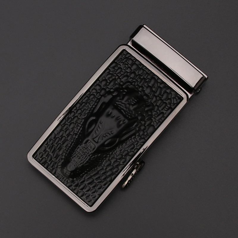 Men's Business Style Automatic Buckle Genuine Leather Belt for All Seasons