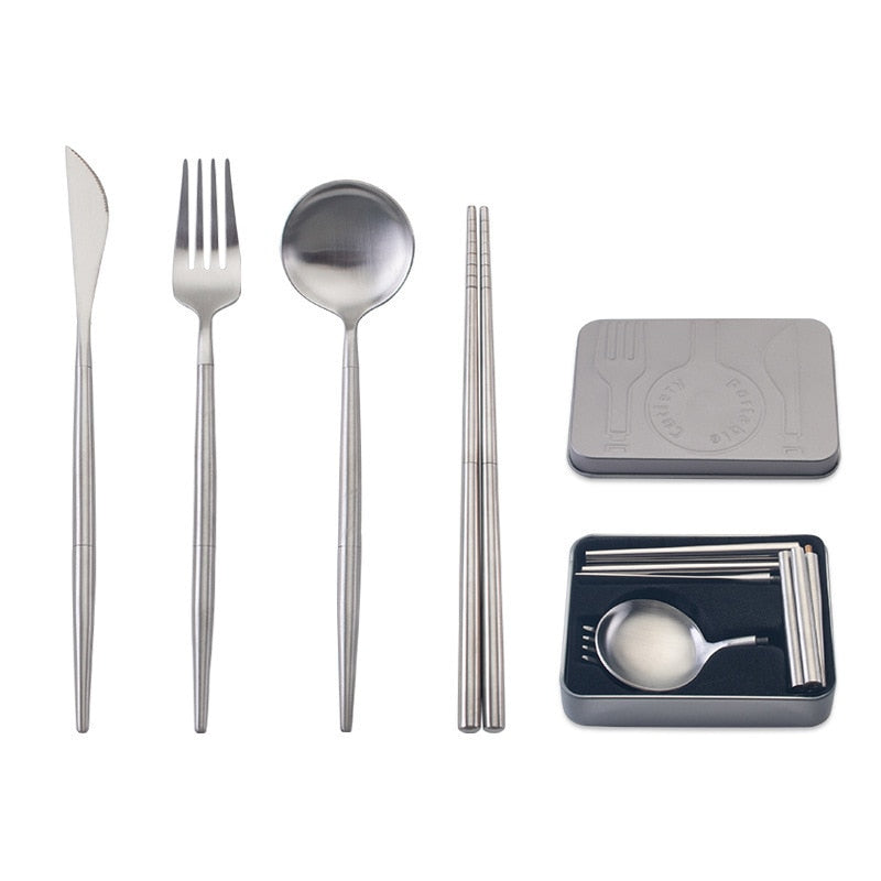 UKCOZY Pocket-Sized Portable Stainless Steel Dinnerware Set for Cake, Dessert, and Steak - Splittable Tableware Cutlery Ideal for Various Occasions