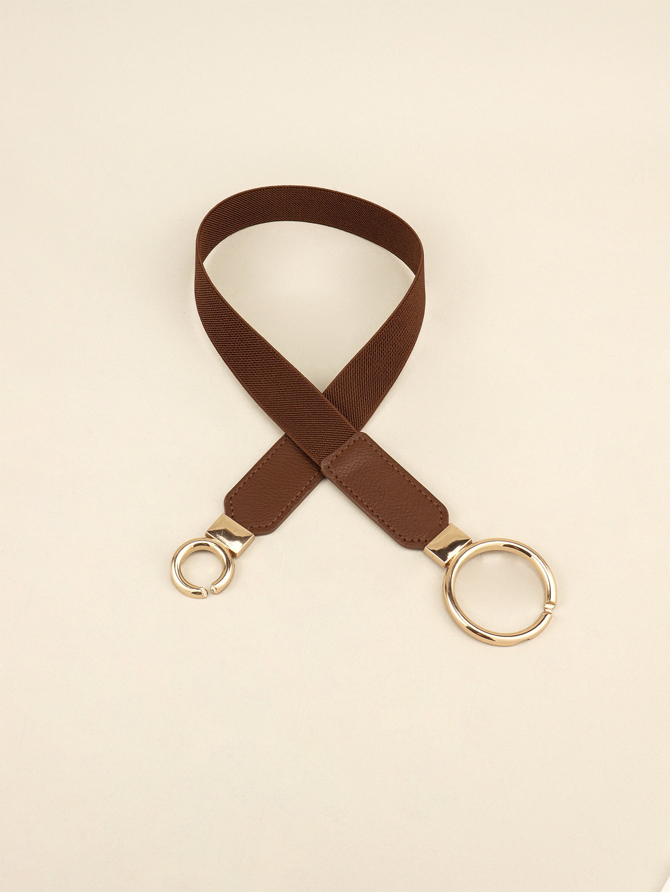 Elastic Double Ring Buckle PU Fashion Belt for Men and Women