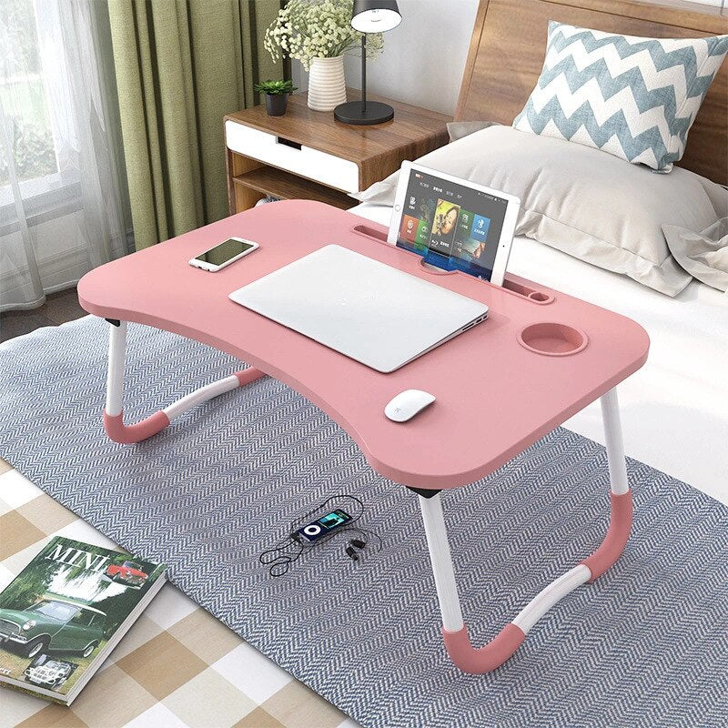Portable Foldable Wooden Laptop Desk for Bed, Sofa, and Study