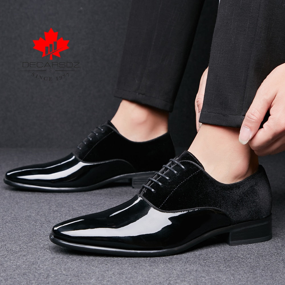 Men's Spring/Autumn PU Leather Pointed-Toe Lace-Up Dress Shoes by DECARSDZ