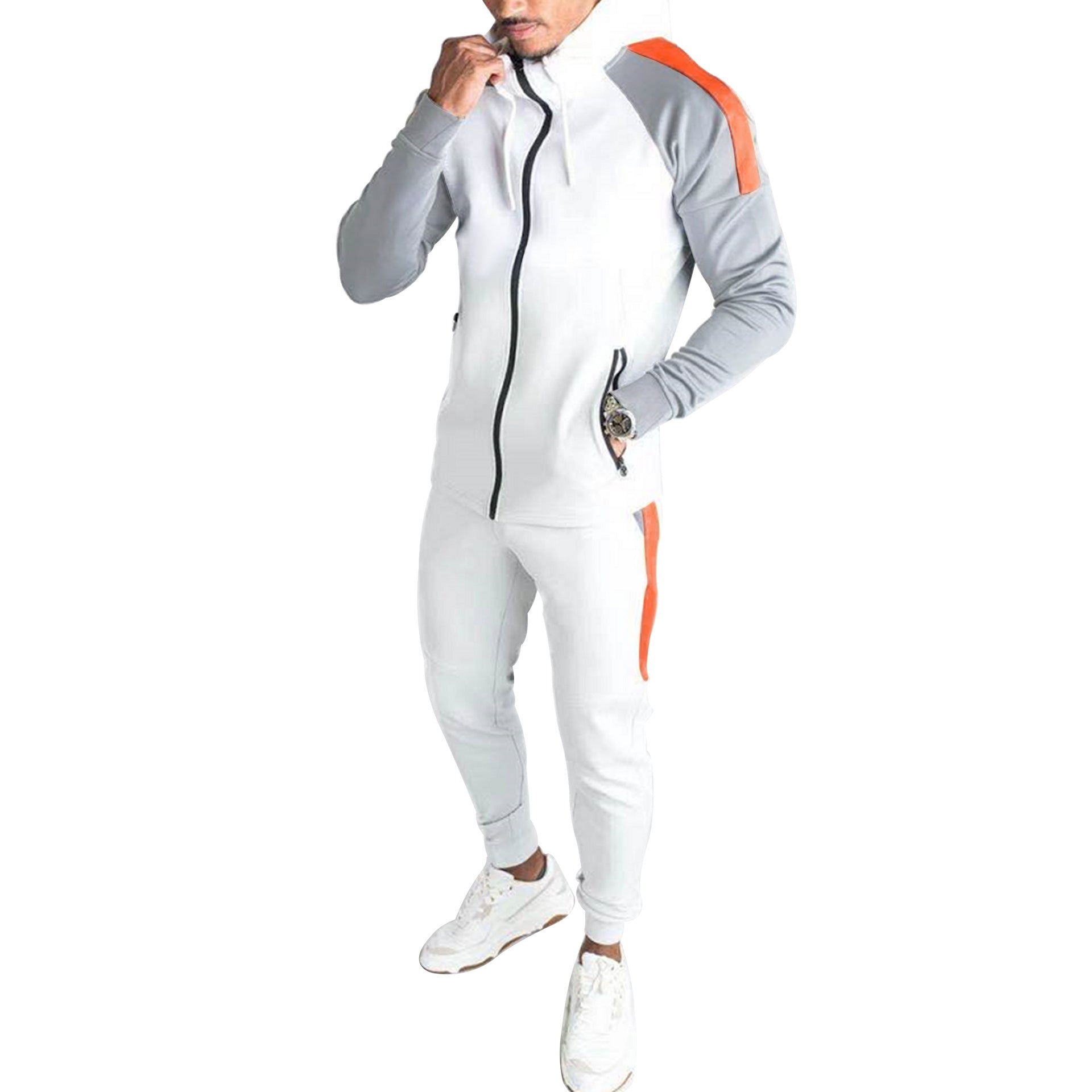 Men's Slim-Fit Zip-Up Jogger Set: Jacket and Sweatpants
