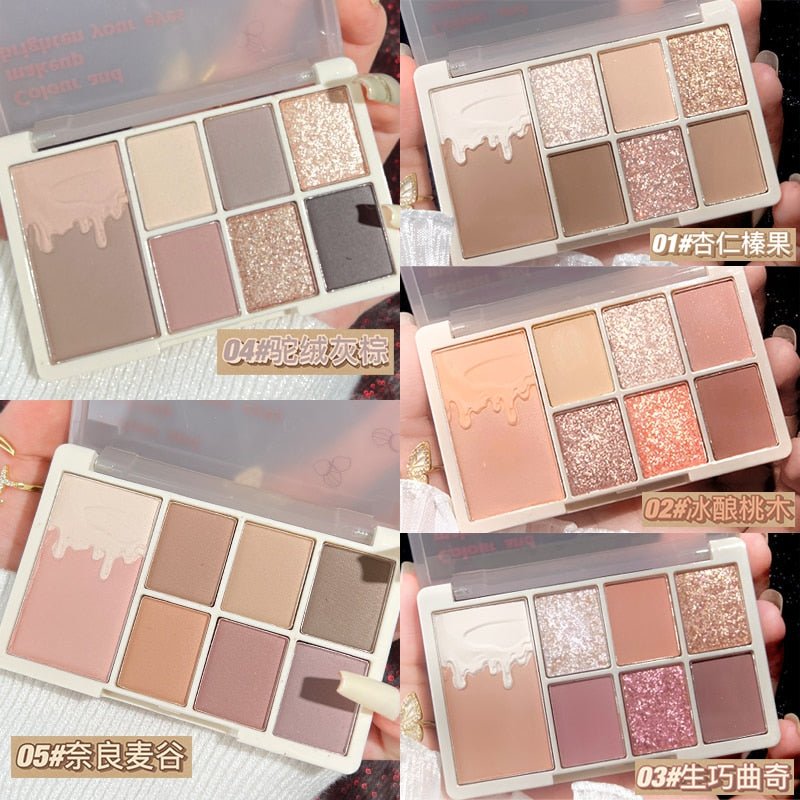 Xixi Glittery 7 - Color Eyeshadow Palette with Matte and Shimmer Finishes for Long - Lasting, Waterproof, and Eye - Brightening Makeup Cosmetics
