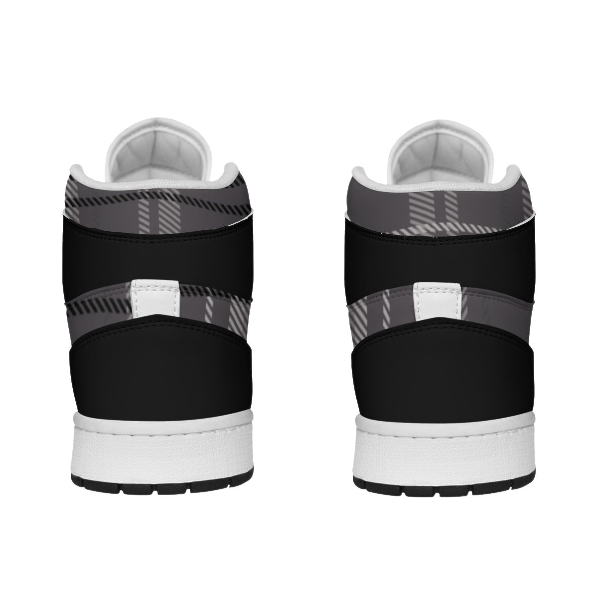 Dunbi-Designed Men's Fashionable Synthetic Leather Stitching Casual Shoes in Purplish Gray Plaid Pattern