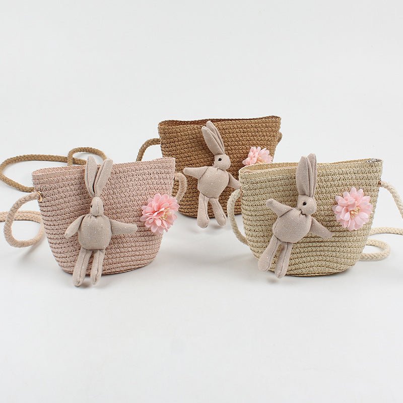 Korean-Style Girl's Adjustable Rabbit-Themed Sun Hat and Matching Shoulder Bag for 4 - 8 Years Old (Sold Separately)