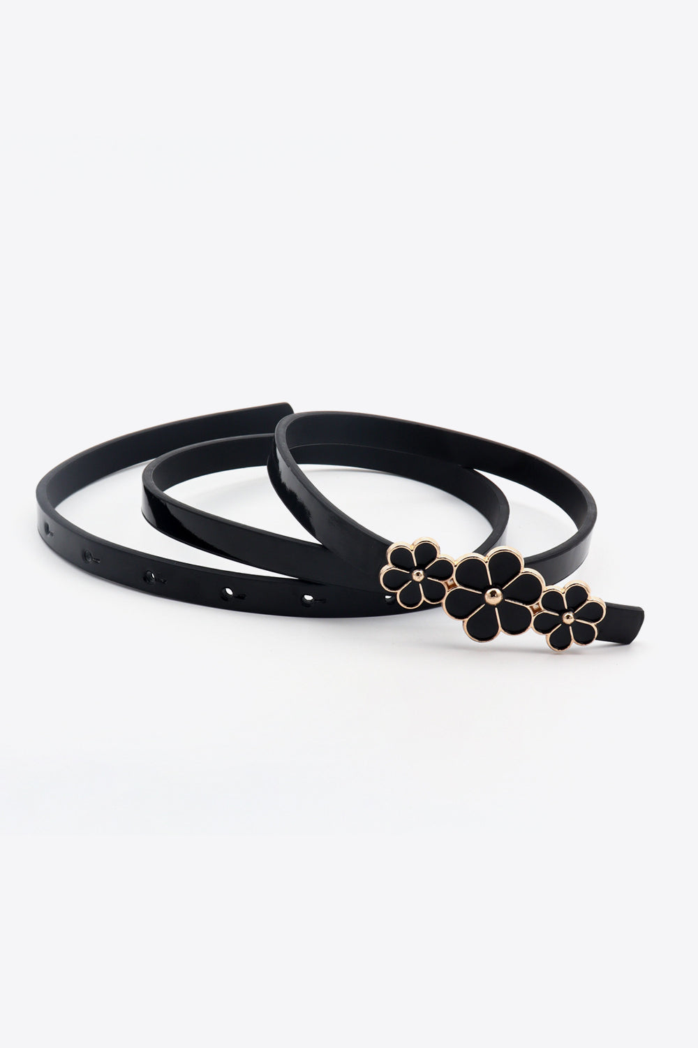 Stylish Flower - Embellished Skinny PU Imported Belt