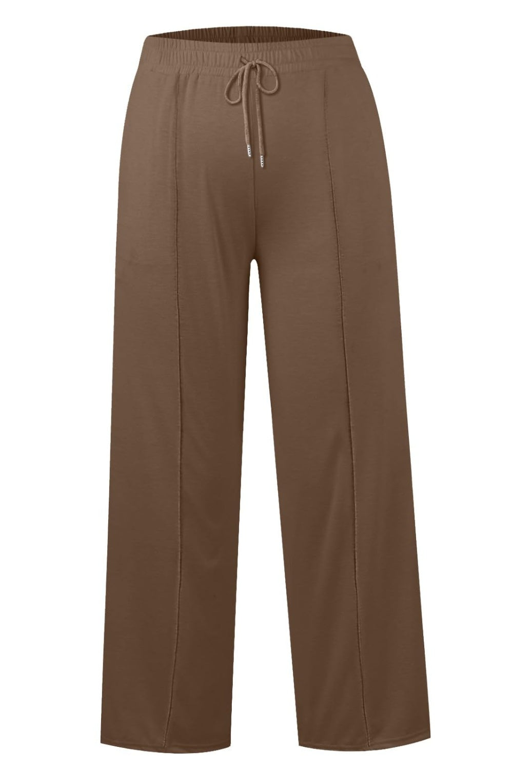 Fashionable Drawstring Elastic Waist Wide Leg Polyester Pants for Comfortable Wear