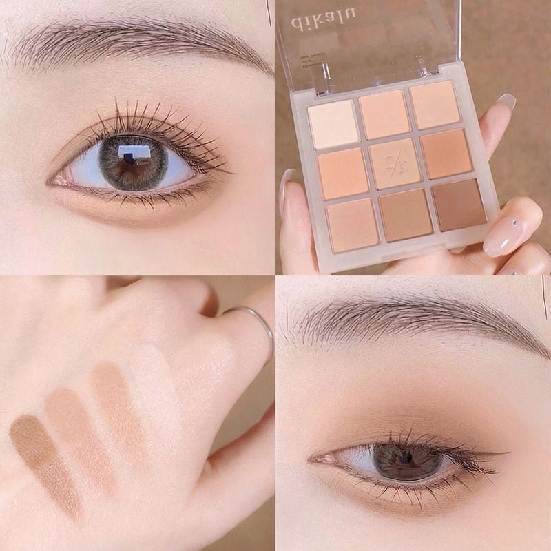 MOONBIFFY 9 - Color Long - Lasting Shimmer Matte Eyeshadow Palette for Korean - Style Makeup