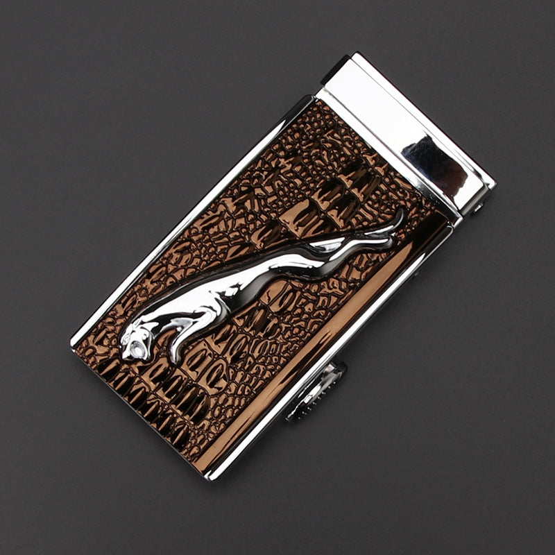 Men's Business Style Automatic Buckle Genuine Leather Belt for All Seasons