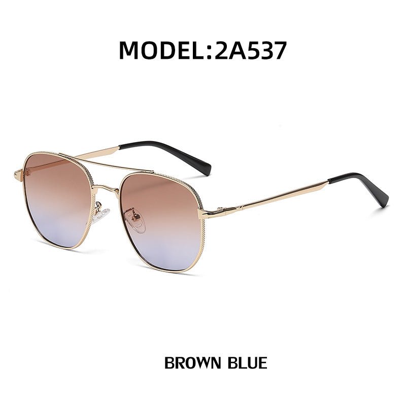 Trendy Retro Men's Double - Beam All - Metal Rim UV - Protecting Sunglasses