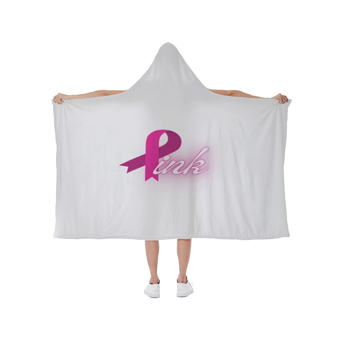 Pink Breast Cancer Awareness Hooded Blanket with Soft Fleece Lining by Dunbi