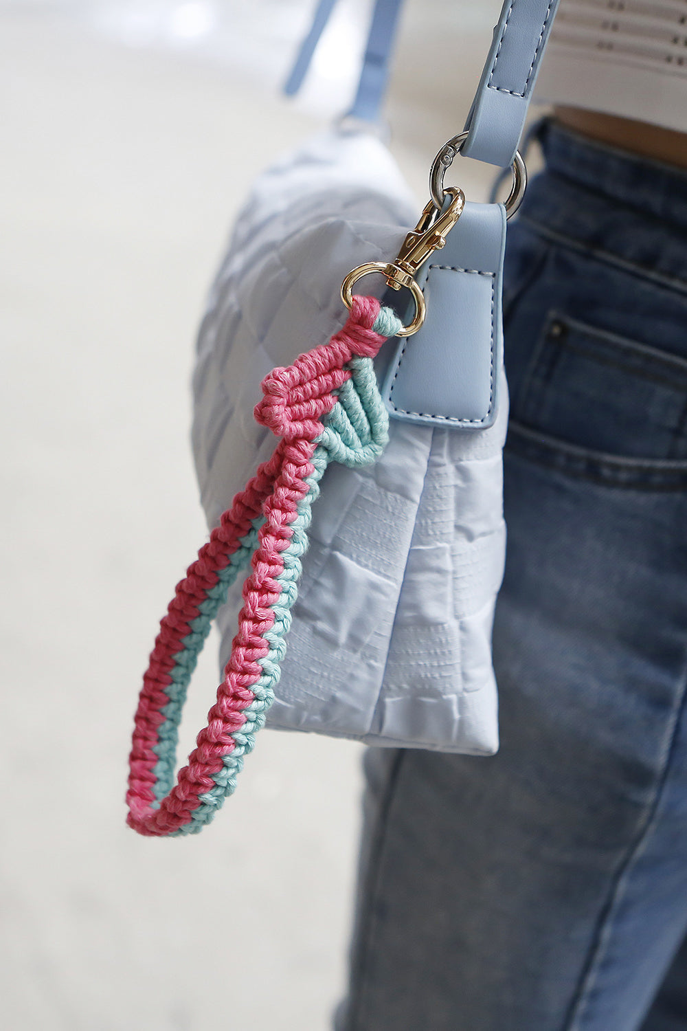 Handmade Heart - Shaped Macrame Keychain with Zinc Alloy and Cotton