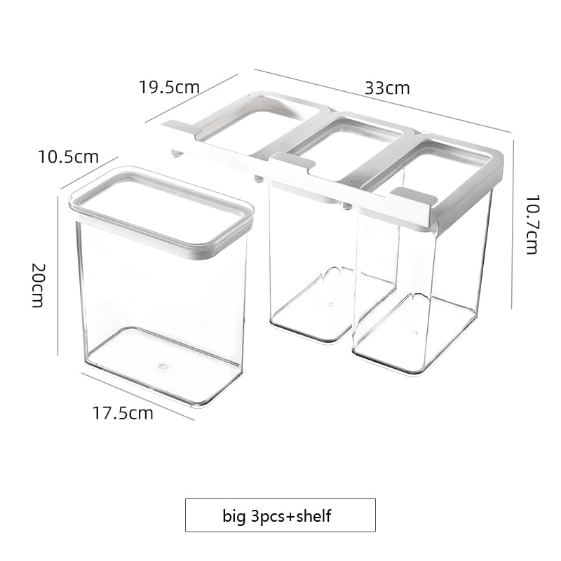 Wall-Mounted Plastic Grains Storage Box with Shelf for Coffee, Cereals & Kitchen