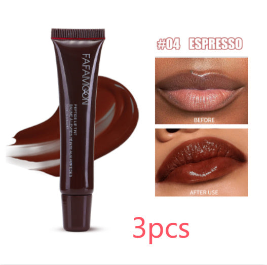Waterproof and Long - Lasting Glossy Lip Glaze: Korean - Style Liquid Lipstick with a Mirror - like Finish in Tea Red, Ideal for Doodle Lip Makeup