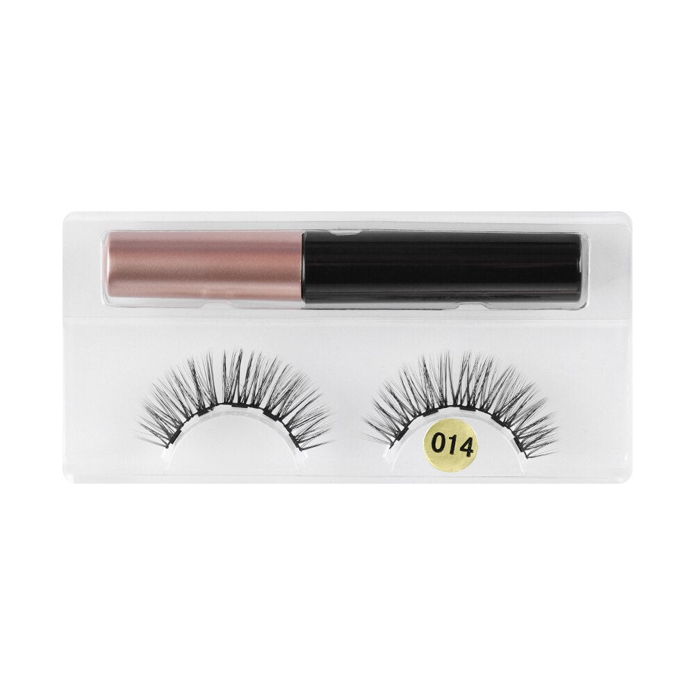 Waterproof Handmade 3D Mink Hair Magnetic Liquid Eyeliner with False Eyelashes