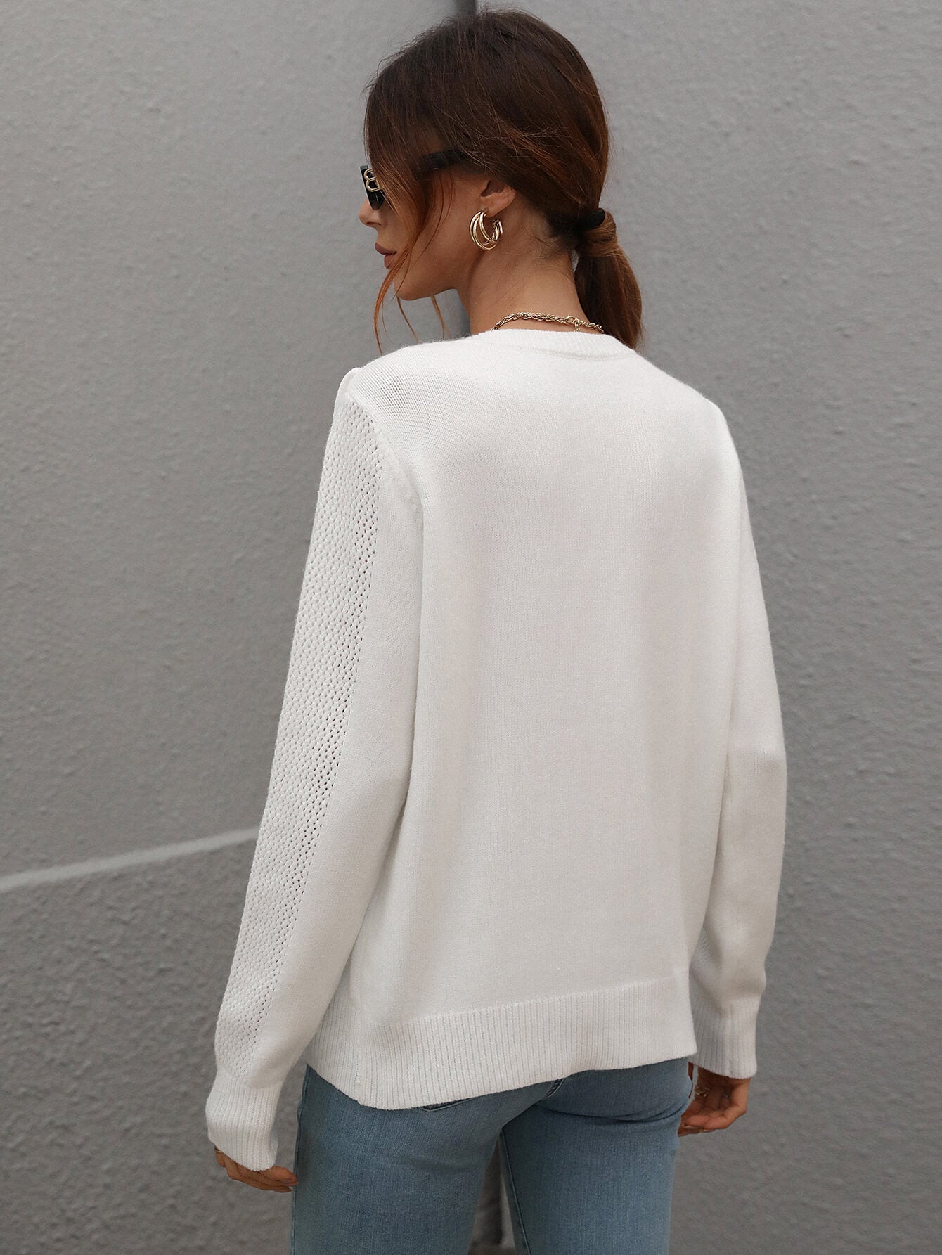 Casual Women's Fringe-Detailed Ribbed Trim Sweater for Regular Sizing