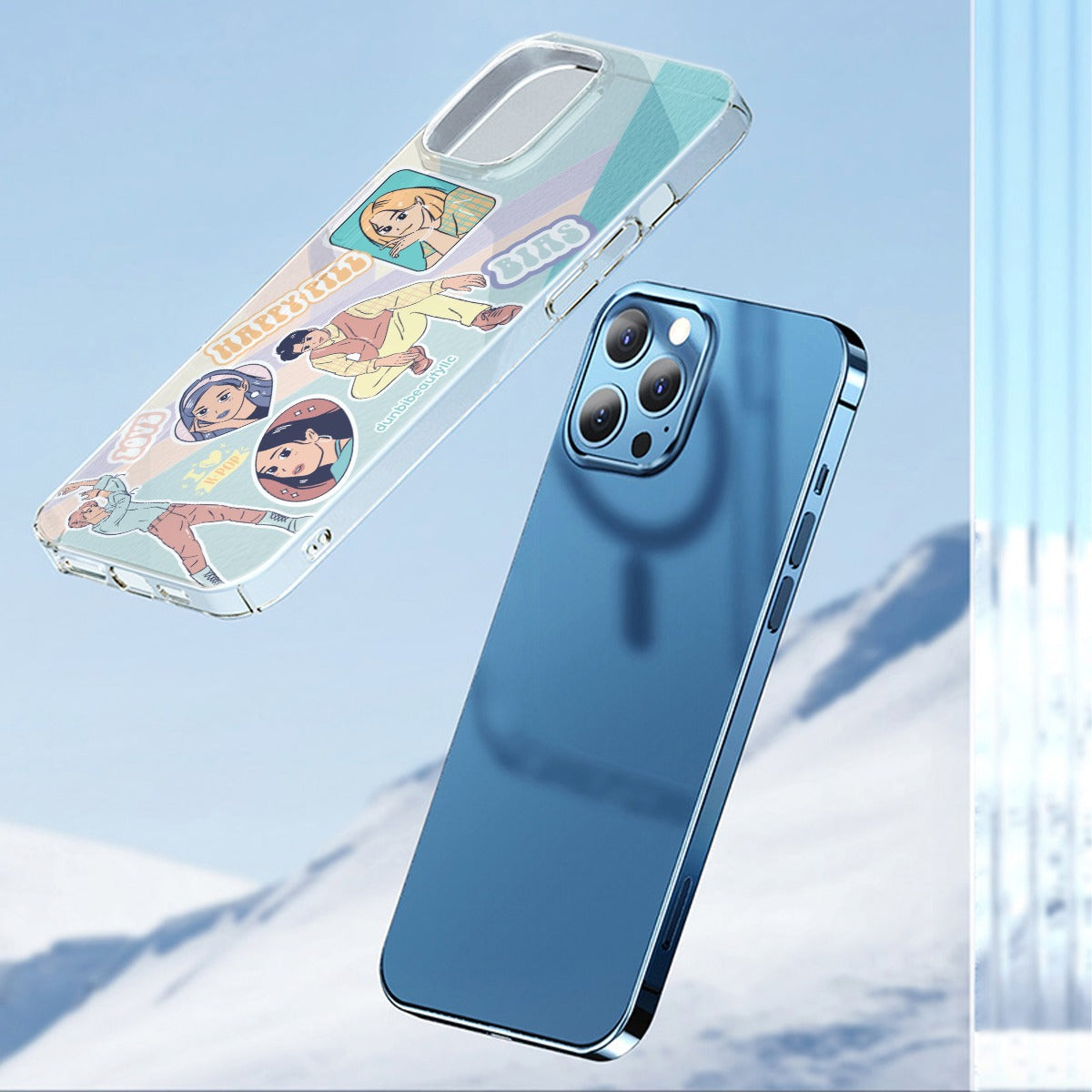 High - Quality TPU Mobile Phone Case for iPhone 14 Series, Inspired by KPOP Culture like BTS, Enhyphen, Ive, Aespa, with Pastel, Bias, Happy Pill, Love, and Idol - themed Designs by Dunbi