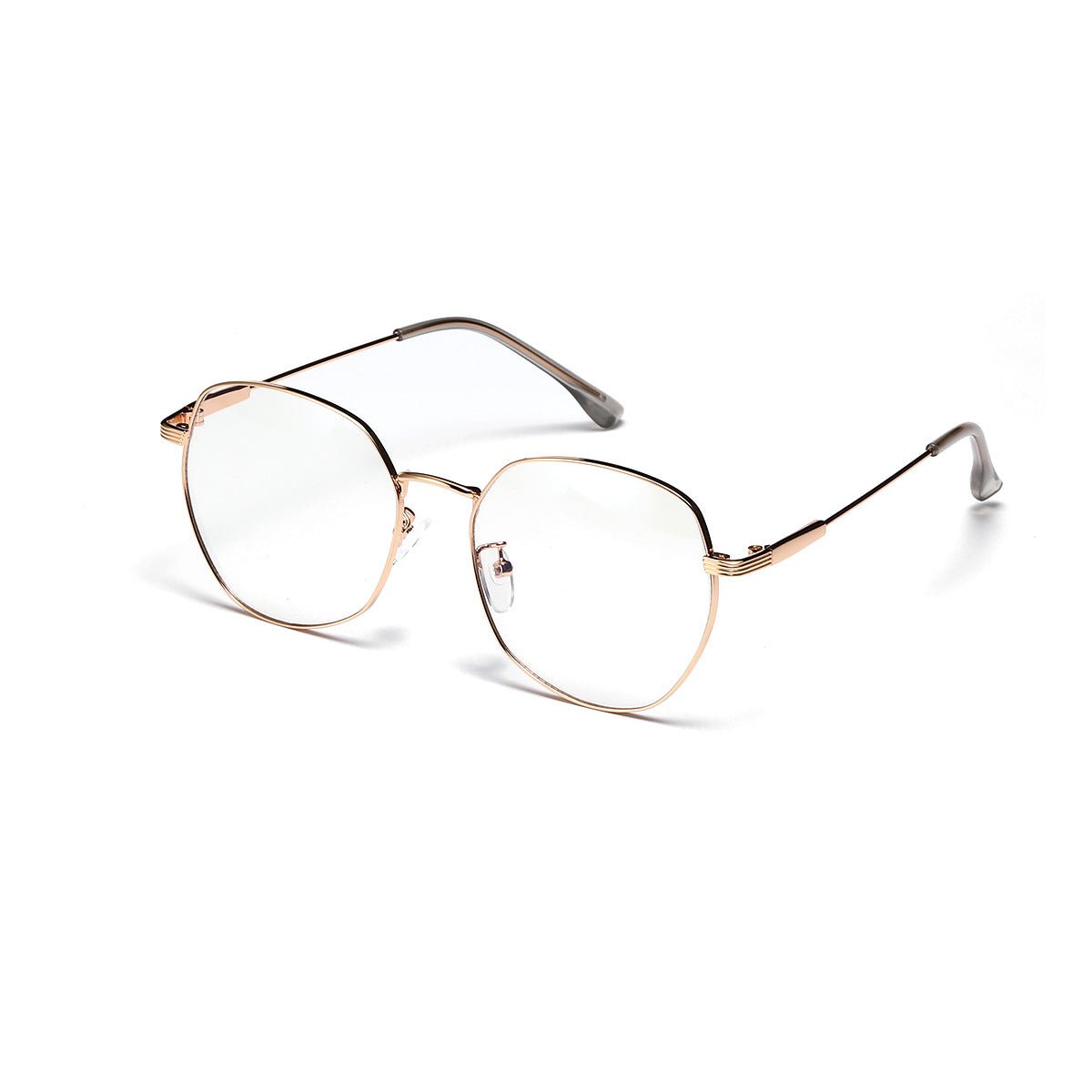 Exquisite Fine Gold-Plated Metal Frame Round Glasses for Universal Wearers