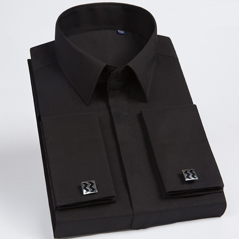 Men's Long Sleeve Turn-down Collar Solid Patchwork Button-down Casual Shirt