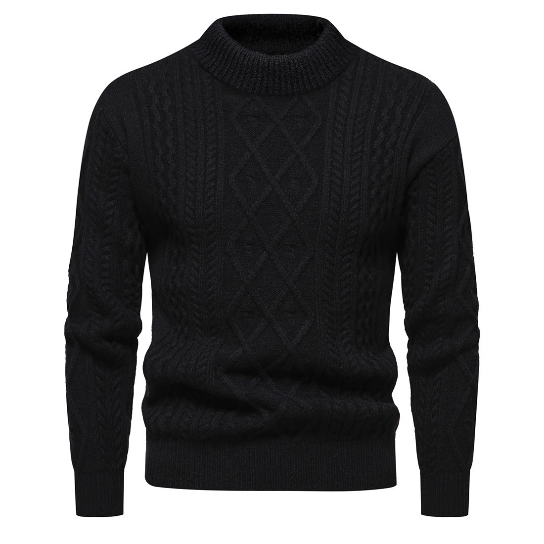 Men's Thickened Solid Color Round Neck Pullover Sweater as Bottoming Shirt