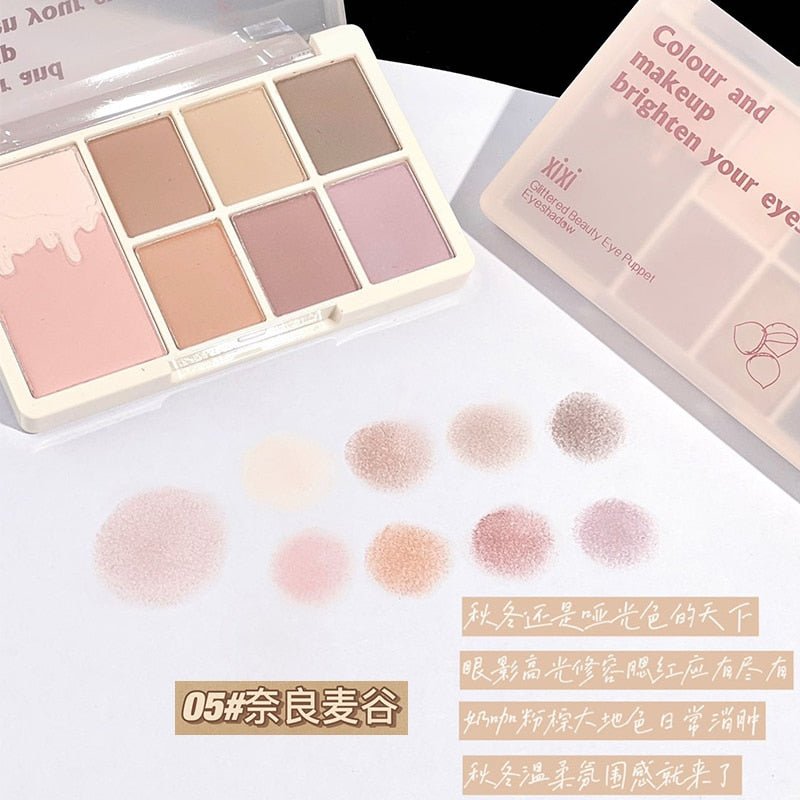 Xixi Glittery 7 - Color Eyeshadow Palette with Matte and Shimmer Finishes for Long - Lasting, Waterproof, and Eye - Brightening Makeup Cosmetics