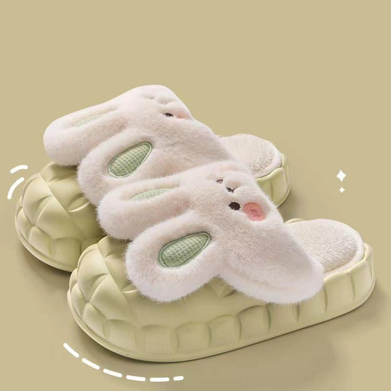 Adorable Rabbit - themed Fuzzy Winter Slippers for Women - Detachable and Washable Indoor House Shoes