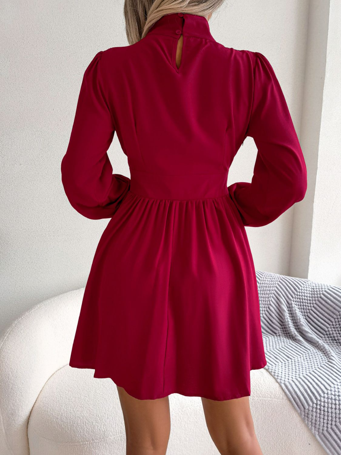 Stylish Cutout Turtleneck A-Line Casual Mini Dress for Vacation