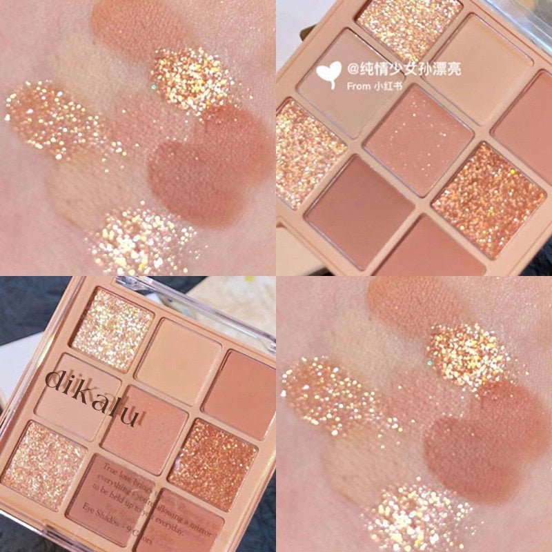 MOONBIFFY 9 - Color Long - Lasting Shimmer Matte Eyeshadow Palette for Korean - Style Makeup