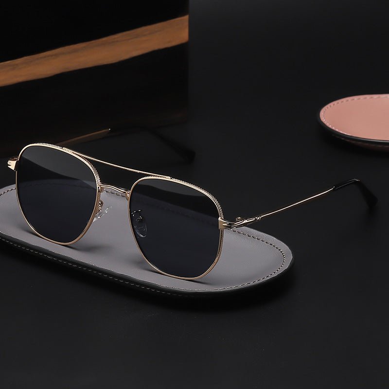 Trendy Retro Men's Double - Beam All - Metal Rim UV - Protecting Sunglasses