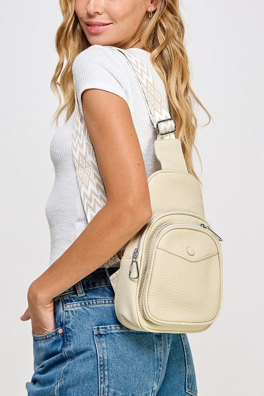 Stylish and Practical Fame Textured Polyurethane Leather Sling Shoulder Bag for Daily Use and Travel