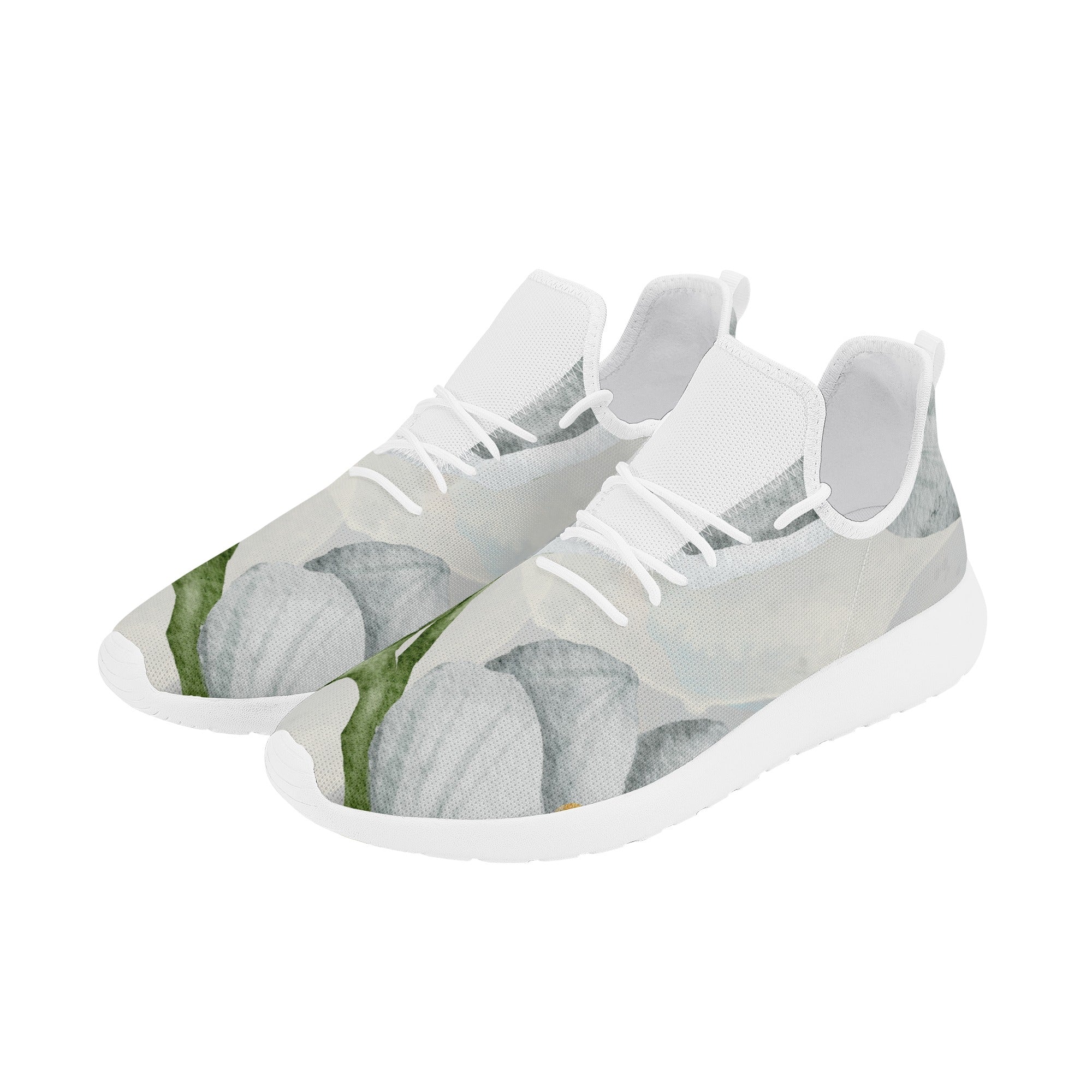 Men's Fashionable New Gray Soft Floral Mesh Knit Athletic Sneakers Designed by Dunbi