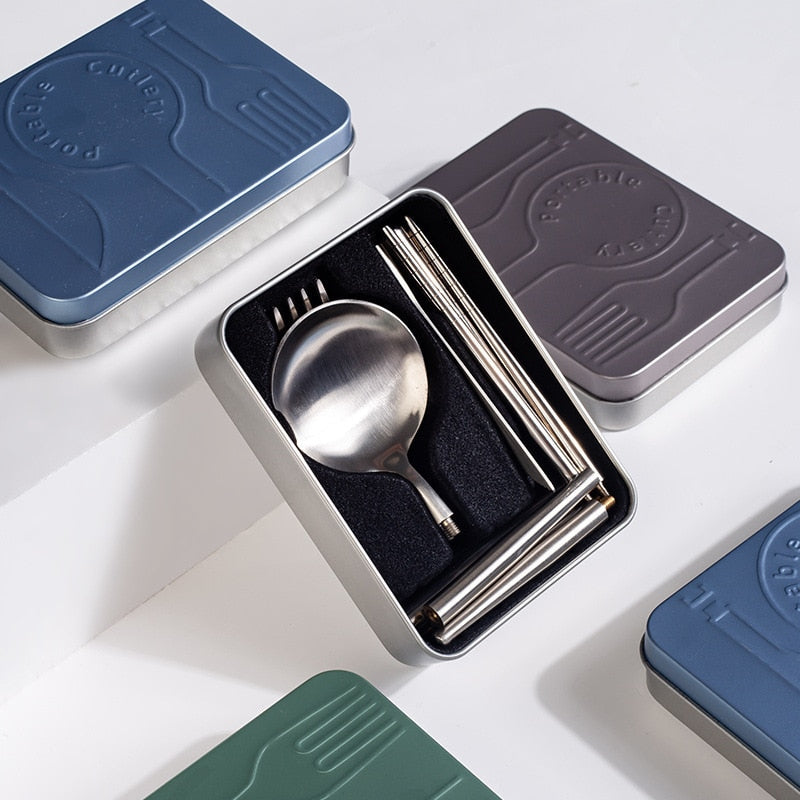 UKCOZY Pocket-Sized Portable Stainless Steel Dinnerware Set for Cake, Dessert, and Steak - Splittable Tableware Cutlery Ideal for Various Occasions