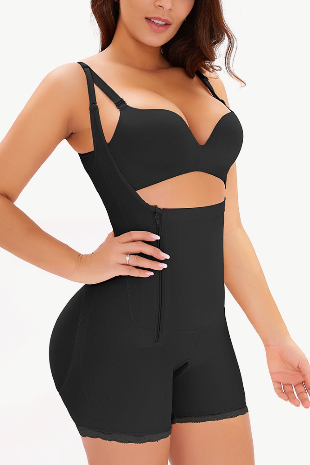 Full-Size Women's Under-Bust Shaping Bodysuit with Side Zipper