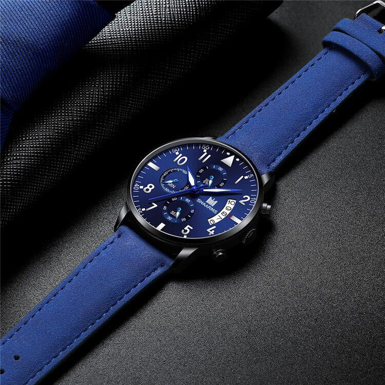 Fashionable Men's Stainless Steel Buckle Wristwatch with Quartz Movement