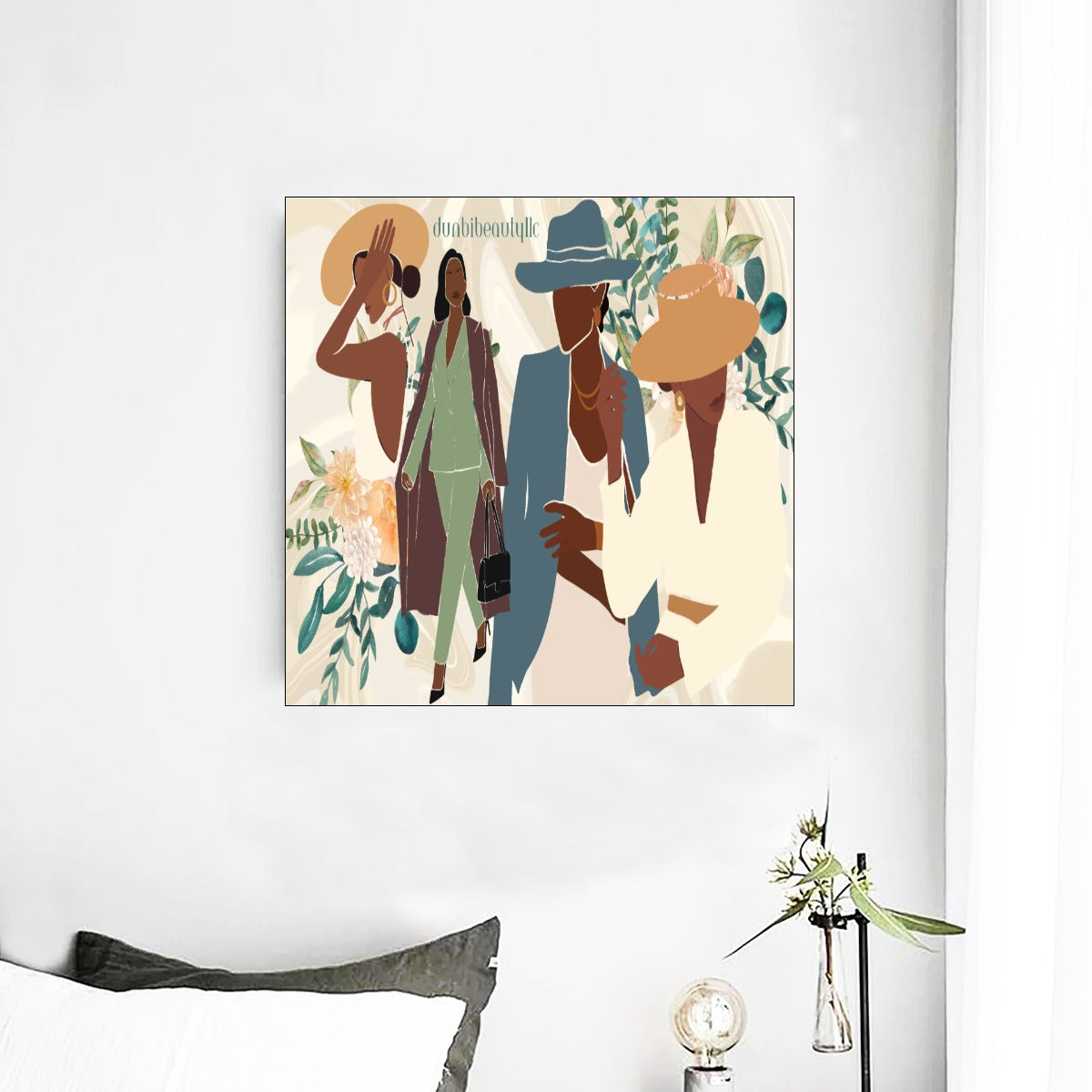 Decorative Framed Single Piece Wall Mural Featuring Square Black Business Women Exuding Elegance and Confidence (Designed by Dunbi)